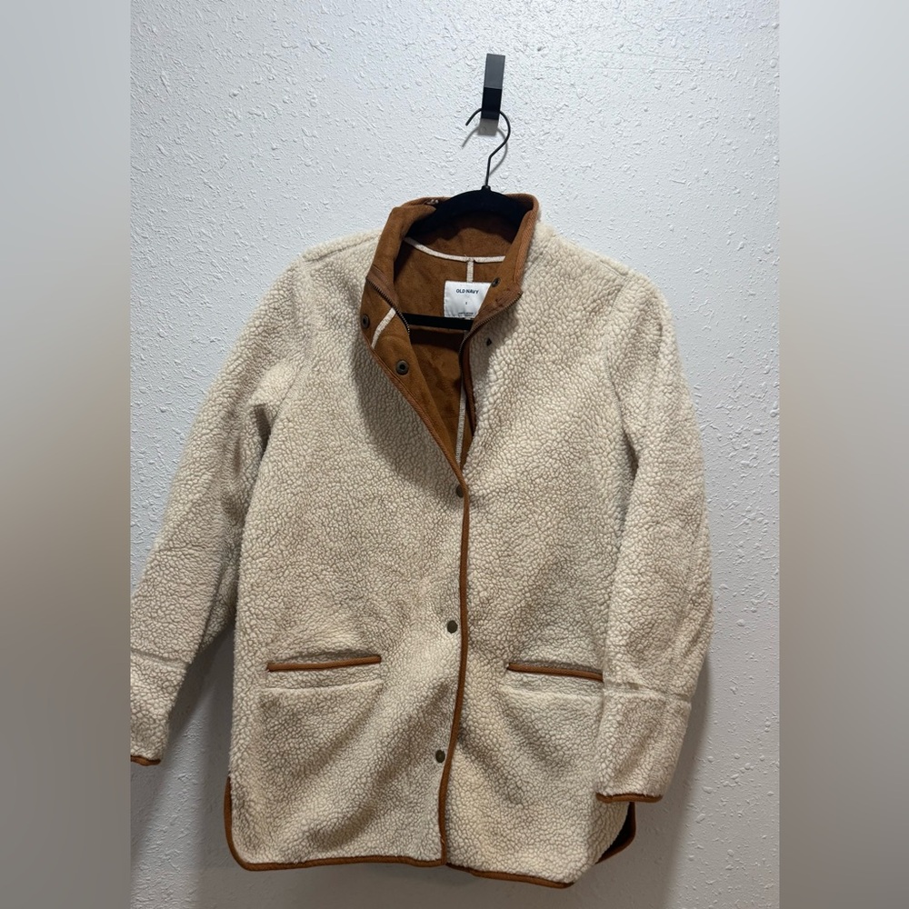 Old Navy Cream and Brown Teddy Jacket